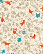 Whimsical Owls 2 Foxes Nature Pattern Rug