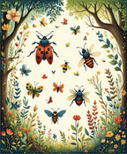 Whimsical Garden Insects Butterflies Design Rug