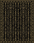 Ornate Black and Gold Geometric Pattern Rug