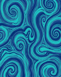 Dynamic Swirling Teal Navy Pattern Rug