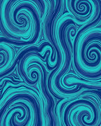 Dynamic Swirling Teal Navy Pattern Rug