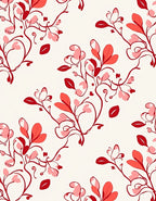 Delicate Red Floral Vine Pattern Rug