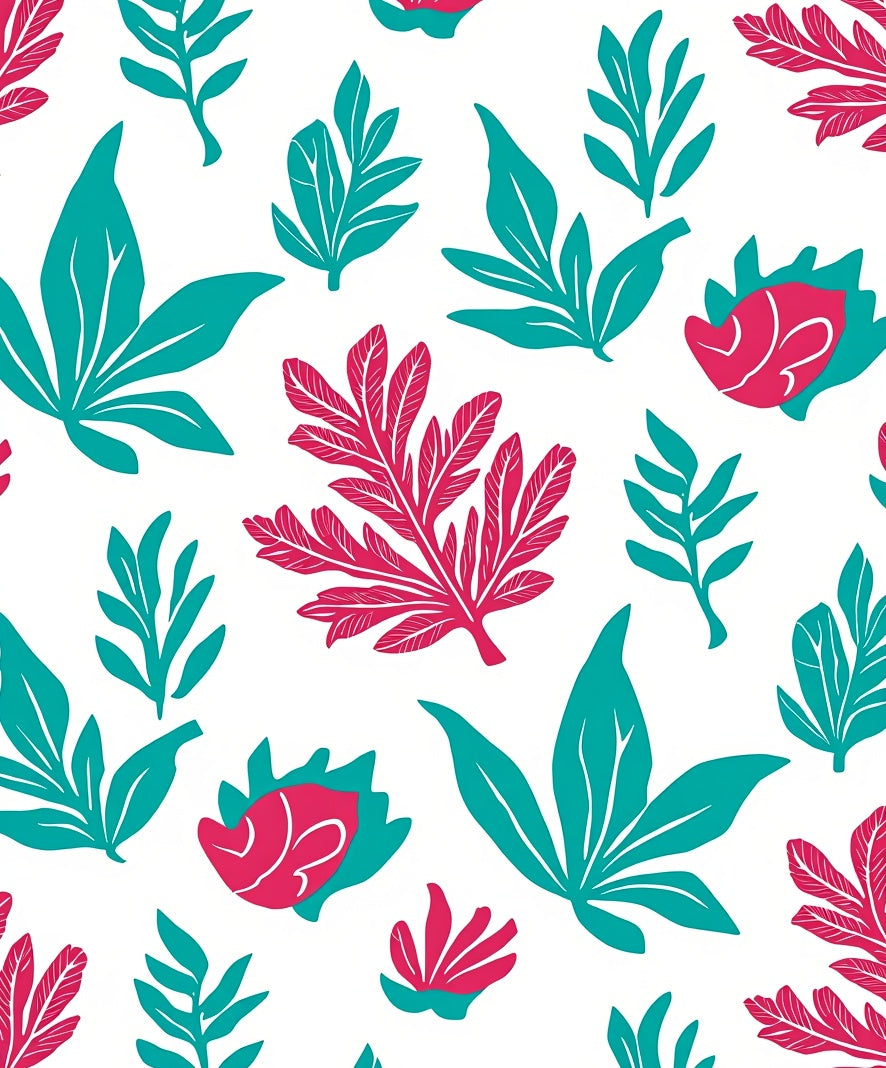 Vibrant Floral Leaf Pattern Rug