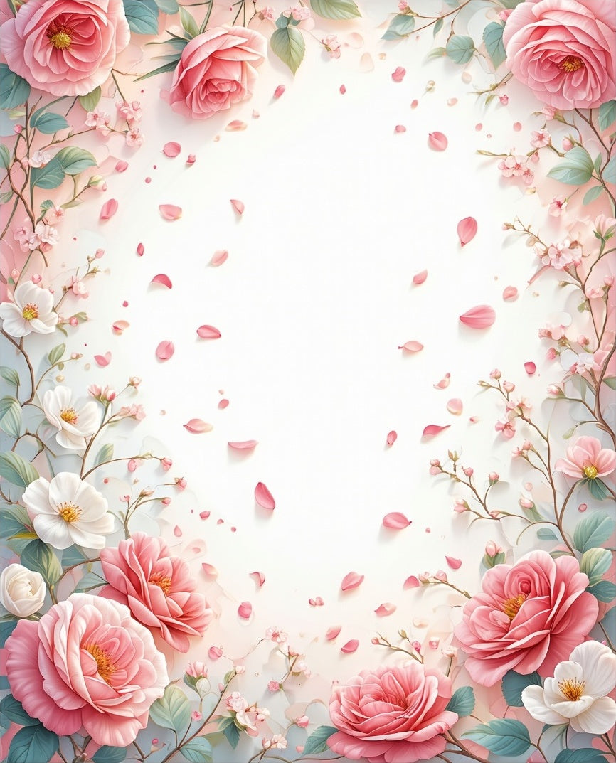 Soft Pink Floral Border Rug