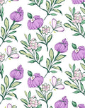 Delicate Purple Floral Botanical Design Rug