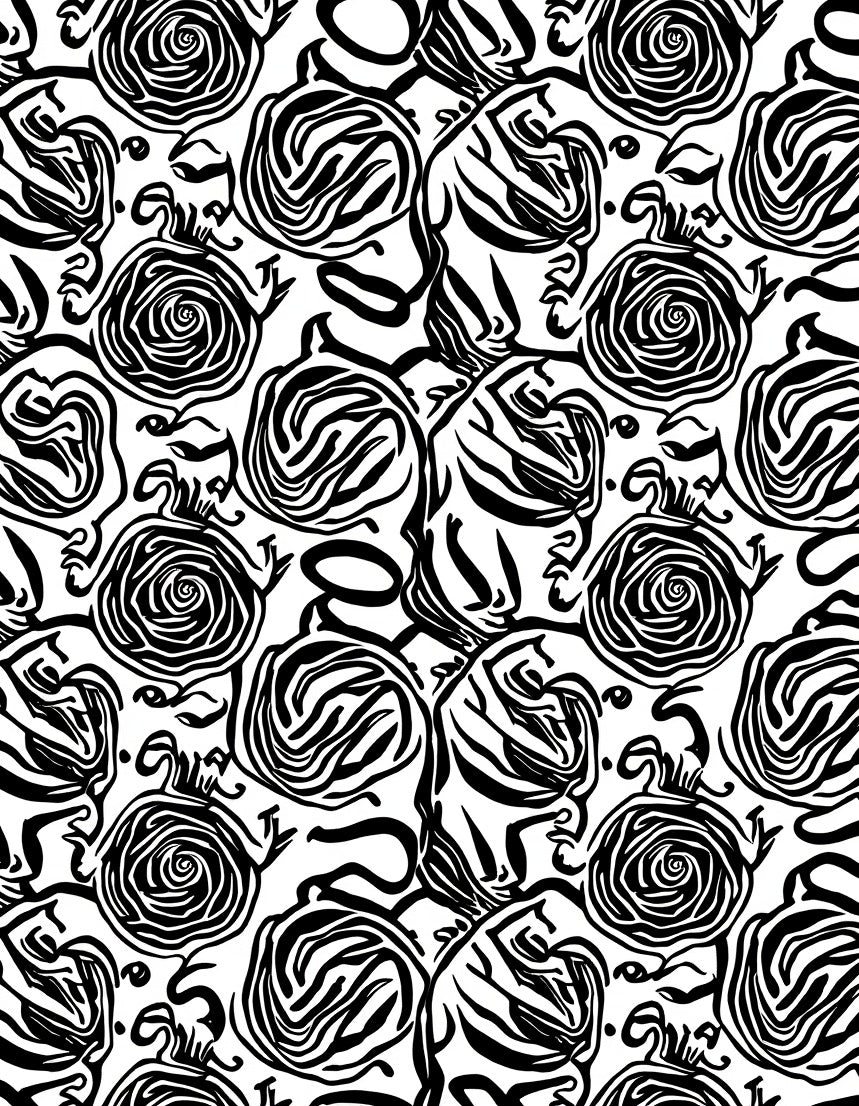 Bold Rose Faces Abstract Pattern Rug