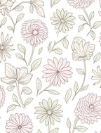 Pale Pink Floral Sketch Pattern Rug