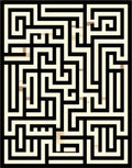 Black Beige Maze Pattern Rug