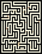 Black Beige Maze Pattern Rug