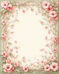 Whimsical Pink Floral Vine Border Rug