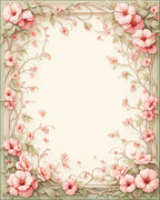 Whimsical Pink Floral Vine Border Rug