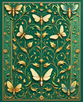 Ornate Emerald Butterfly Floral Design Rug