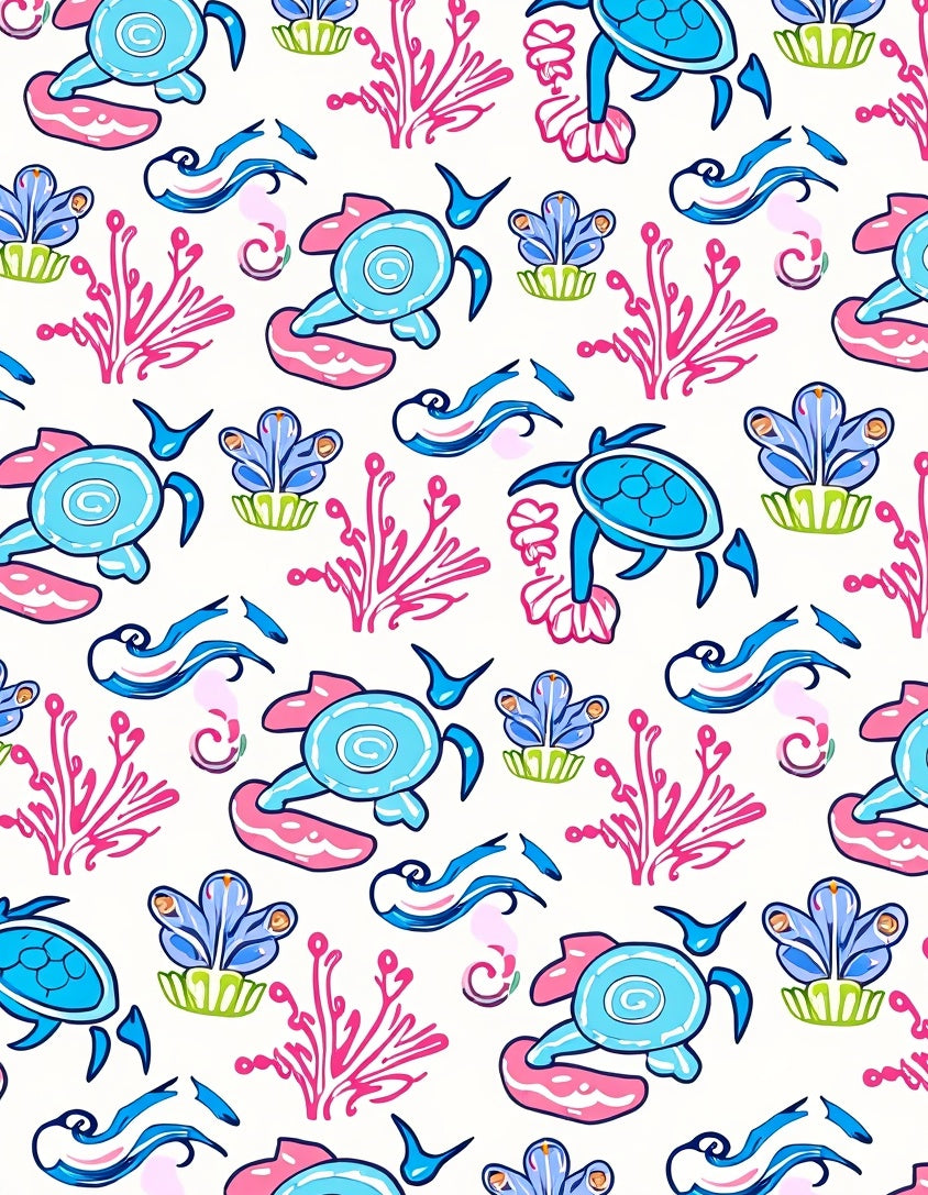 Playful Turtle Coral Sea Design Rug