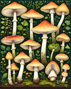 Enchanted Forest Mushroom Pattern Rug