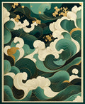 Emerald Waves with Gold Accents Rug