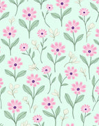 Pastel Pink Daisy Floral Pattern Rug