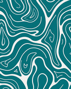 Teal Cream Swirl Flow Rug
