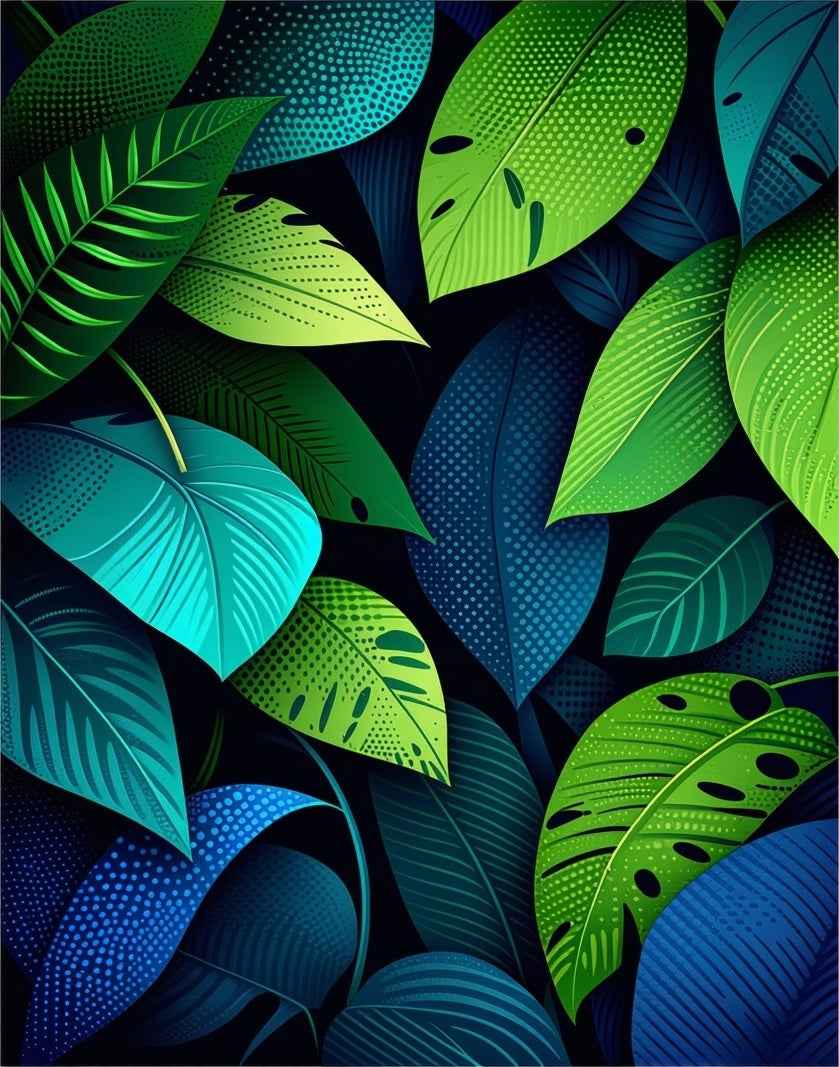 Lush Tropical Leaf Gradient Rug