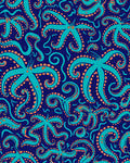 Playful Teal Octopus Tentacle Pattern Rug
