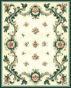 Vintage Floral Scroll Ornament Pattern Rug