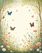 Whimsical Meadow Butterfly Garden Design Rug