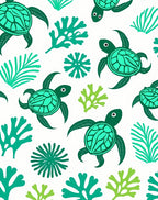 Green Turtle Sea Coral Pattern Rug