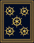 Golden Ship Wheels Navy Nautical Rug