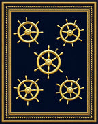 Golden Ship Wheels Navy Nautical Rug