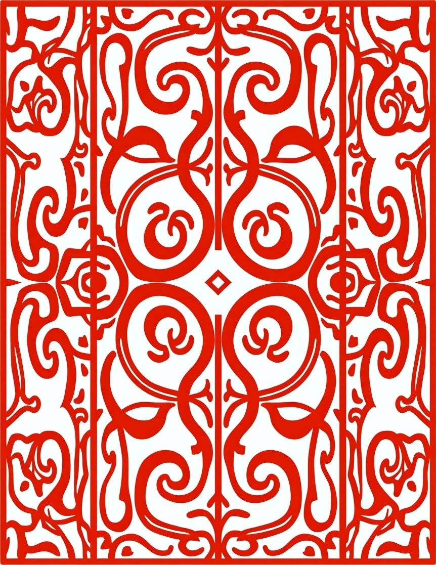Bold Red Swirl Abstract Pattern Rug