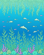 Ocean Life Dolphin Flora Pattern Rug