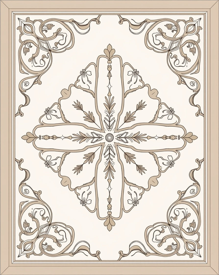 Elegant Floral Swirl Pattern Rug