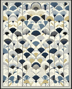 Art Deco Fan Floral Pattern Rug