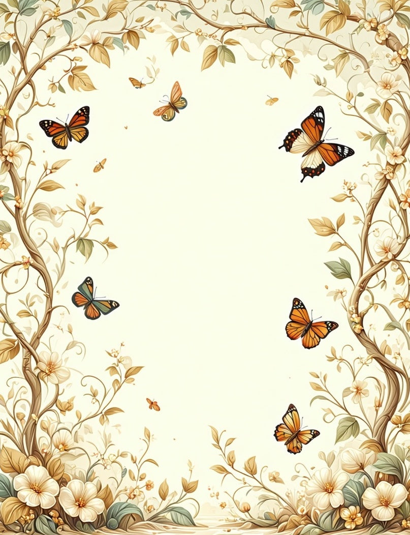 Whimsical Butterfly Garden Floral Print Rug