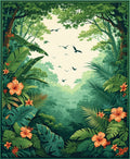 Lush Tropical Jungle Birds Design Rug