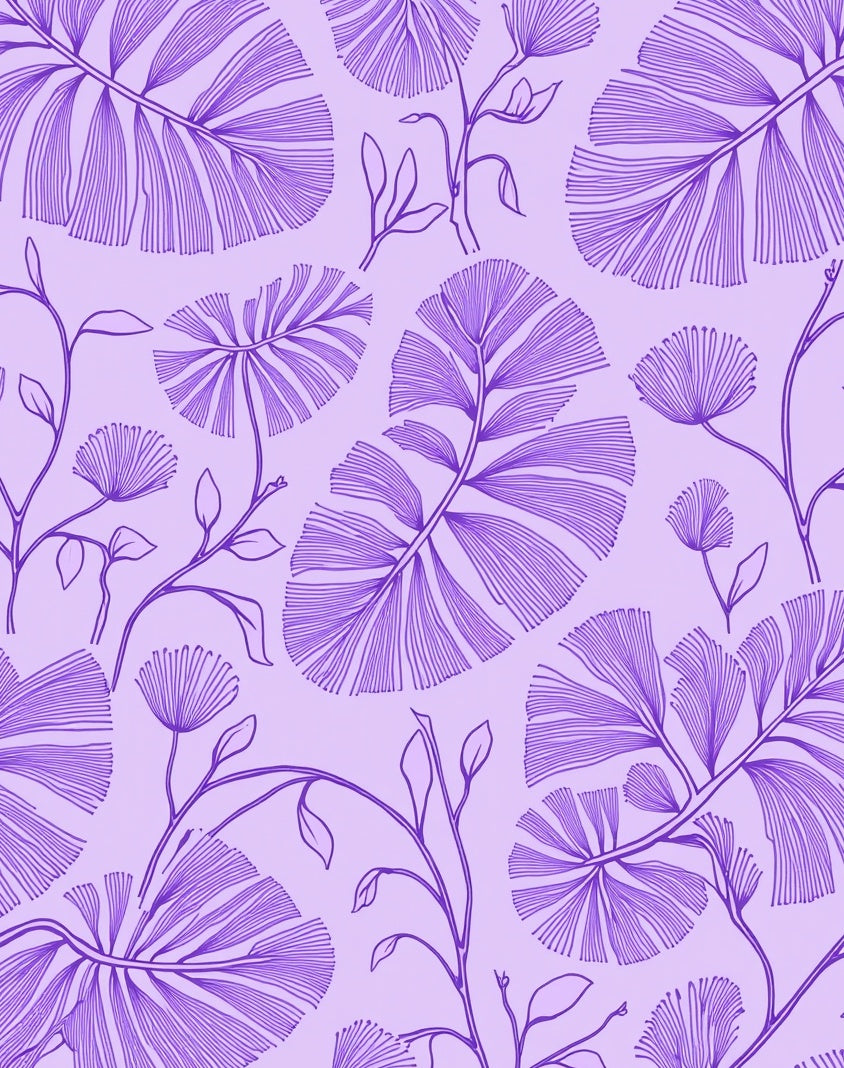 Purple Botanical Outline Pattern Rug