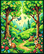 Woodland Creatures Butterflies Garden Path Rug