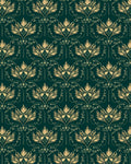 Ornate Gold Floral Damask Pattern Rug