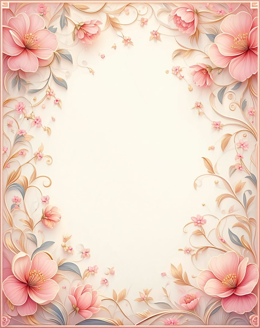 Soft Pink Floral Swirls Design Rug