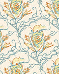 Stylized Floral Vine Pattern With Yellow Roses Rug