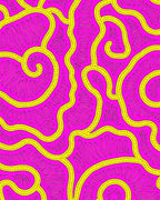 Vibrant Pink Yellow Organic Waves Rug