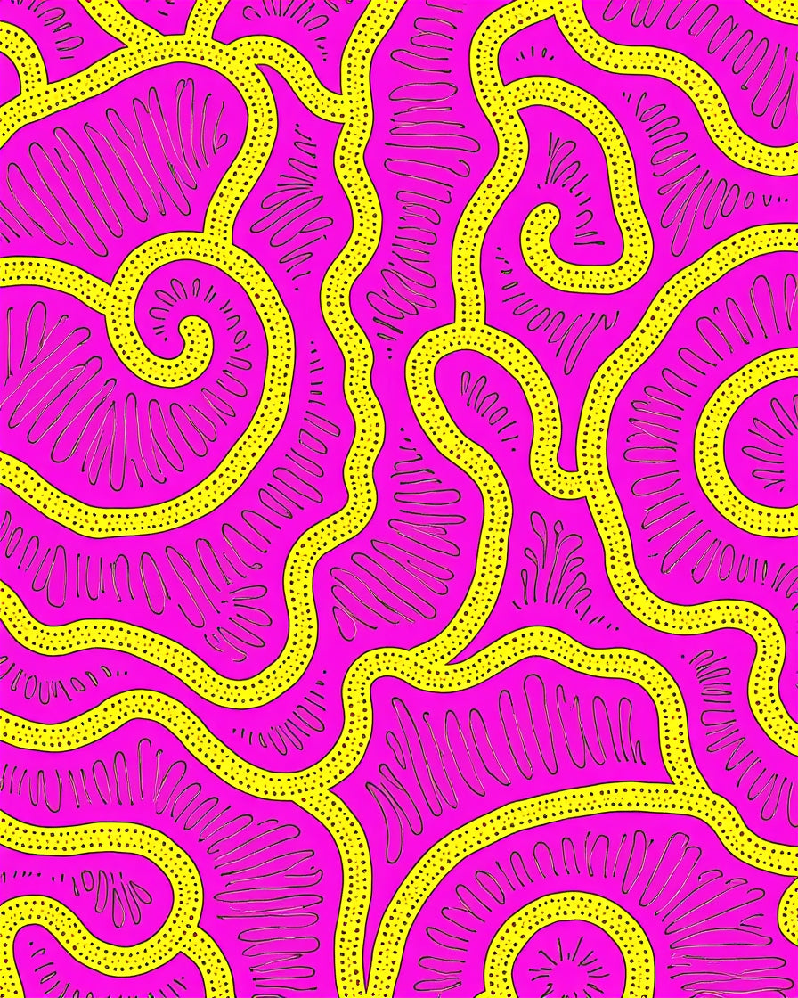 Vibrant Pink Yellow Organic Waves Rug