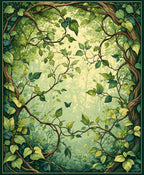 Enchanted Forest Vines Leaves Pattern Rug