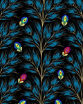 Elegant Blue Feather And Floral Pattern Rug