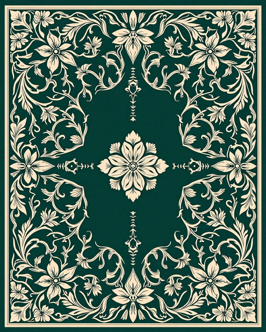 Ornate Floral Vines Patterned Rug