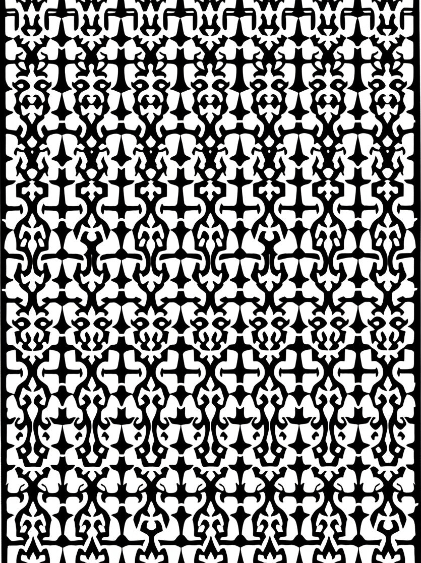 Intricate Black White Abstract Pattern Rug