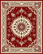 Ornate Floral Medallion Red Rug