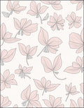 Delicate Pink Floral Line Art Pattern Rug