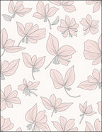 Delicate Pink Floral Line Art Pattern Rug