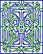 Green Blue Op Art Geometric Design Rug