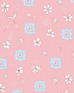 Pink Floral Garden Illustration Rug